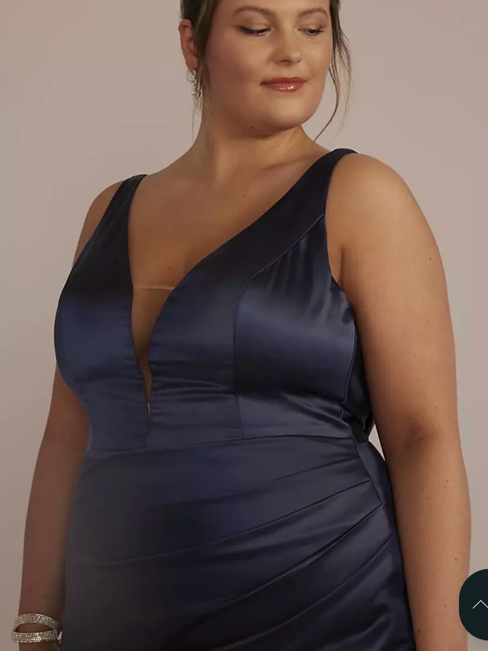 Galina signature Navy Satin V-Neck formal Dress
